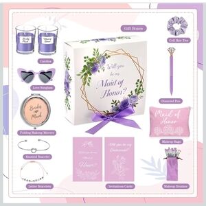 ♥️Bridesmaid/MOH Candles Light Purple Gifts New In Boxes